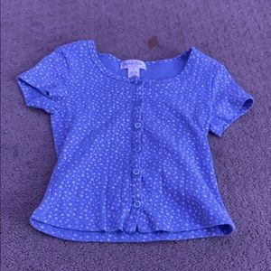 Tillys blue floral button down shirt size small